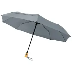 Składany, automatycznie otwierany/zamykany parasol Bo 21” wykonany z plastiku PET z recyklingu kolor szary