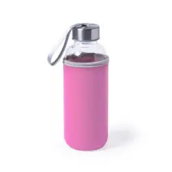 Szklana butelka sportowa 420 ml kolor różowy